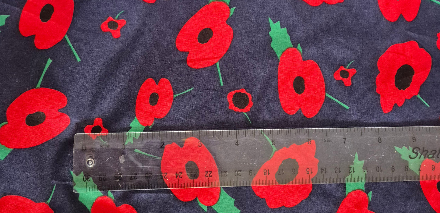 Navy Poppy Cotton