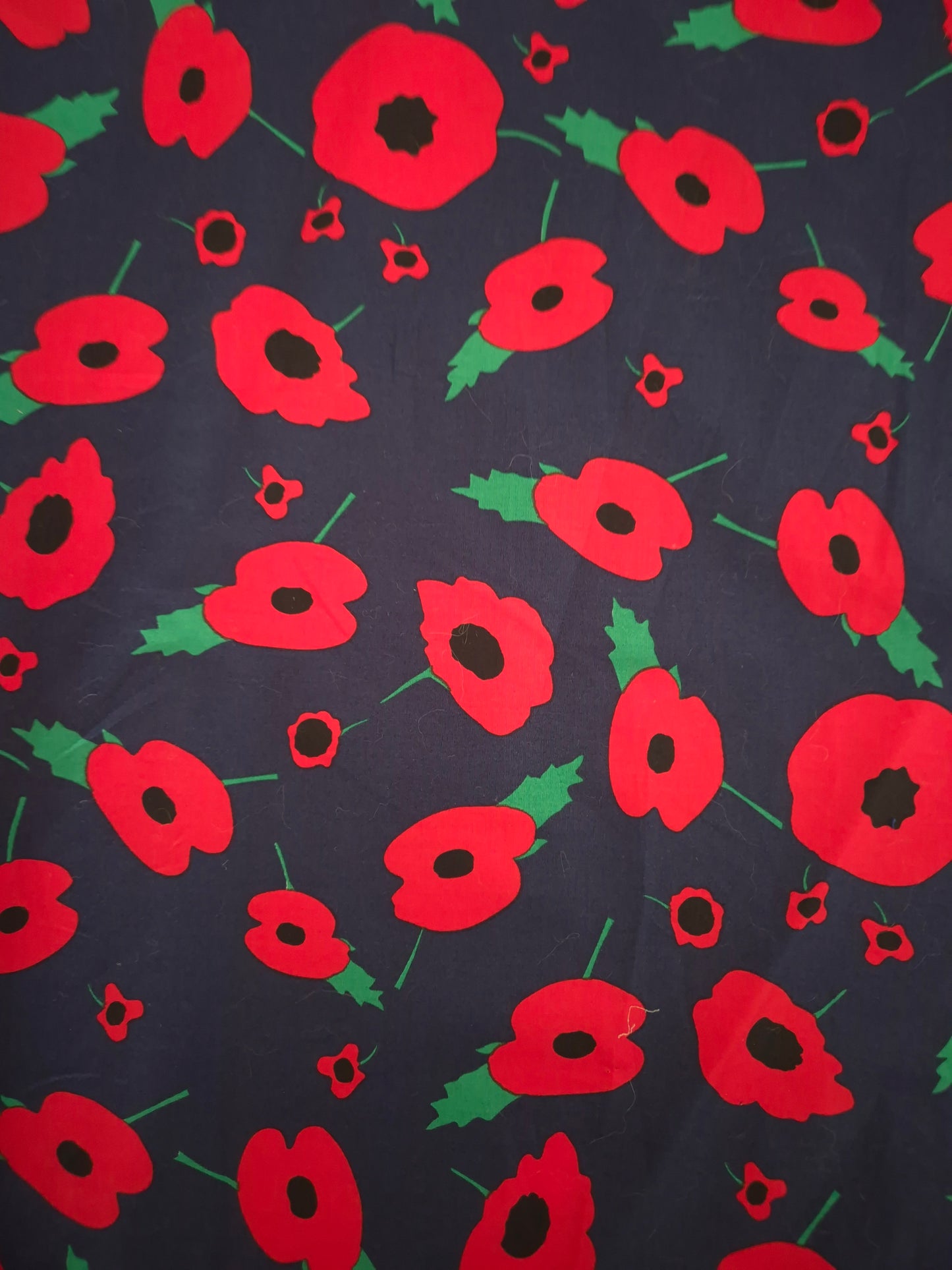 Navy Poppy Cotton