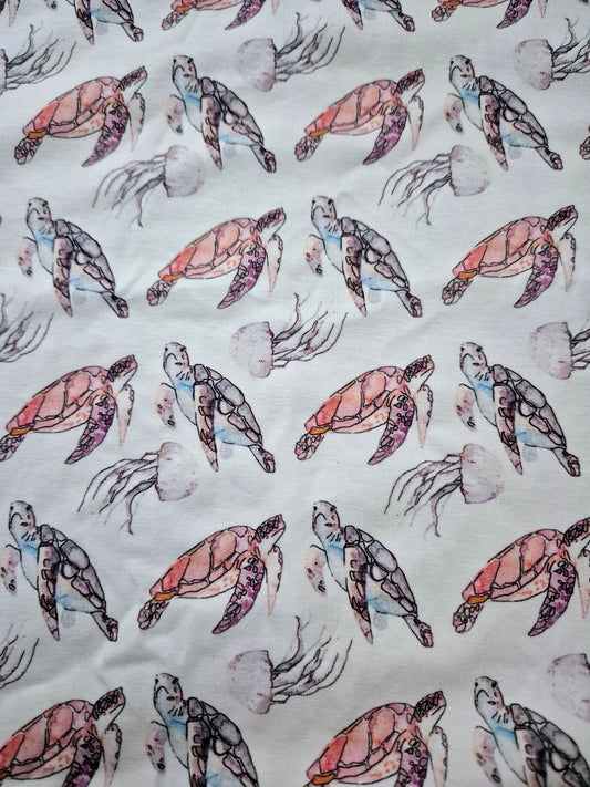 Turtle and Jellyfish Cotton Jersey