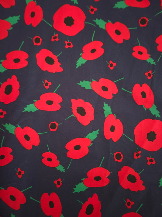 Navy Poppy Cotton