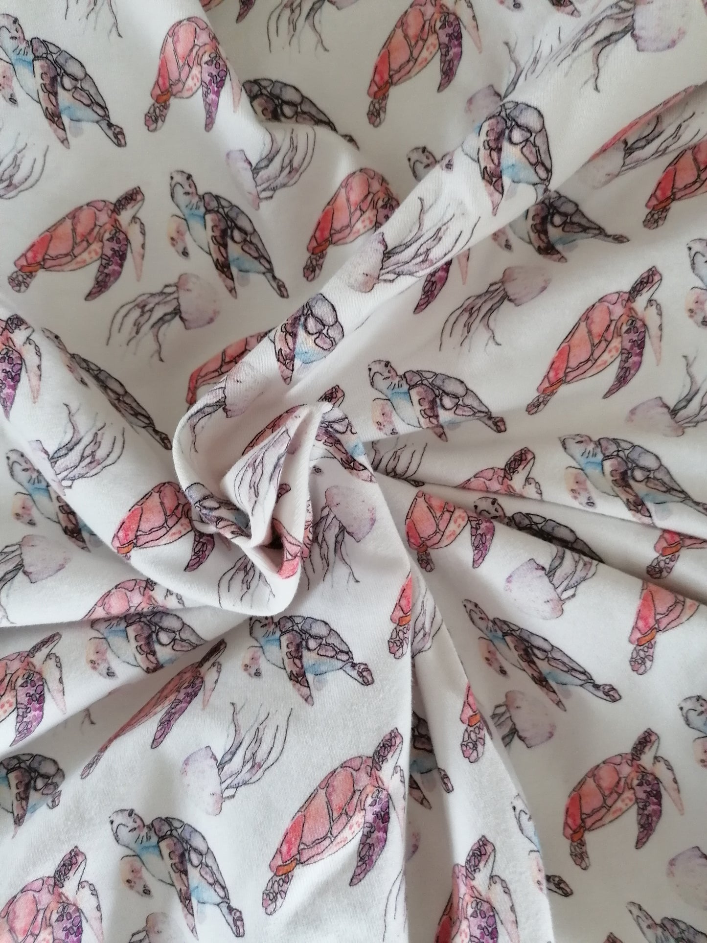 Turtle and Jellyfish Cotton Jersey
