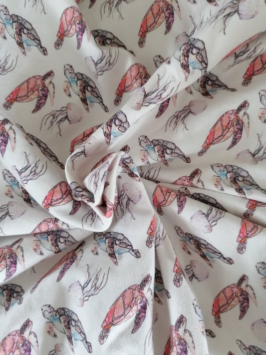 Turtle and Jellyfish Cotton Jersey